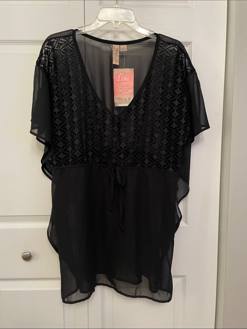 NWT MIKEN SWIM See Through Swimsuit Coverup Large Lace Like Details